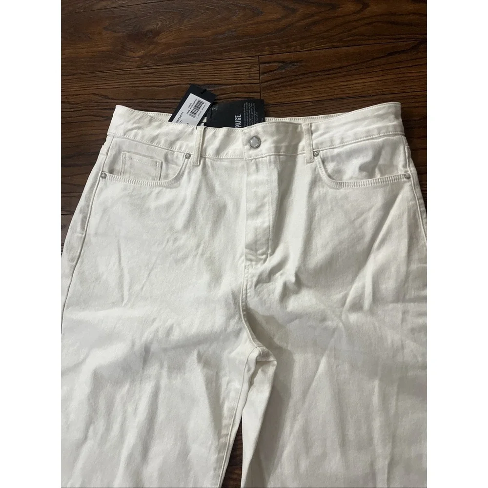 Paige Sasha Pearl White Coating Jeans Women's Size 34 Straight Leg Denim